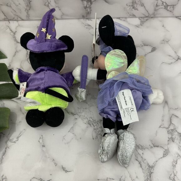 Disney Store Minnie Mouse Bean Plush Toys Lot 2 Halloween Witch Sugar Plum Fairy - Picture 5 of 8
